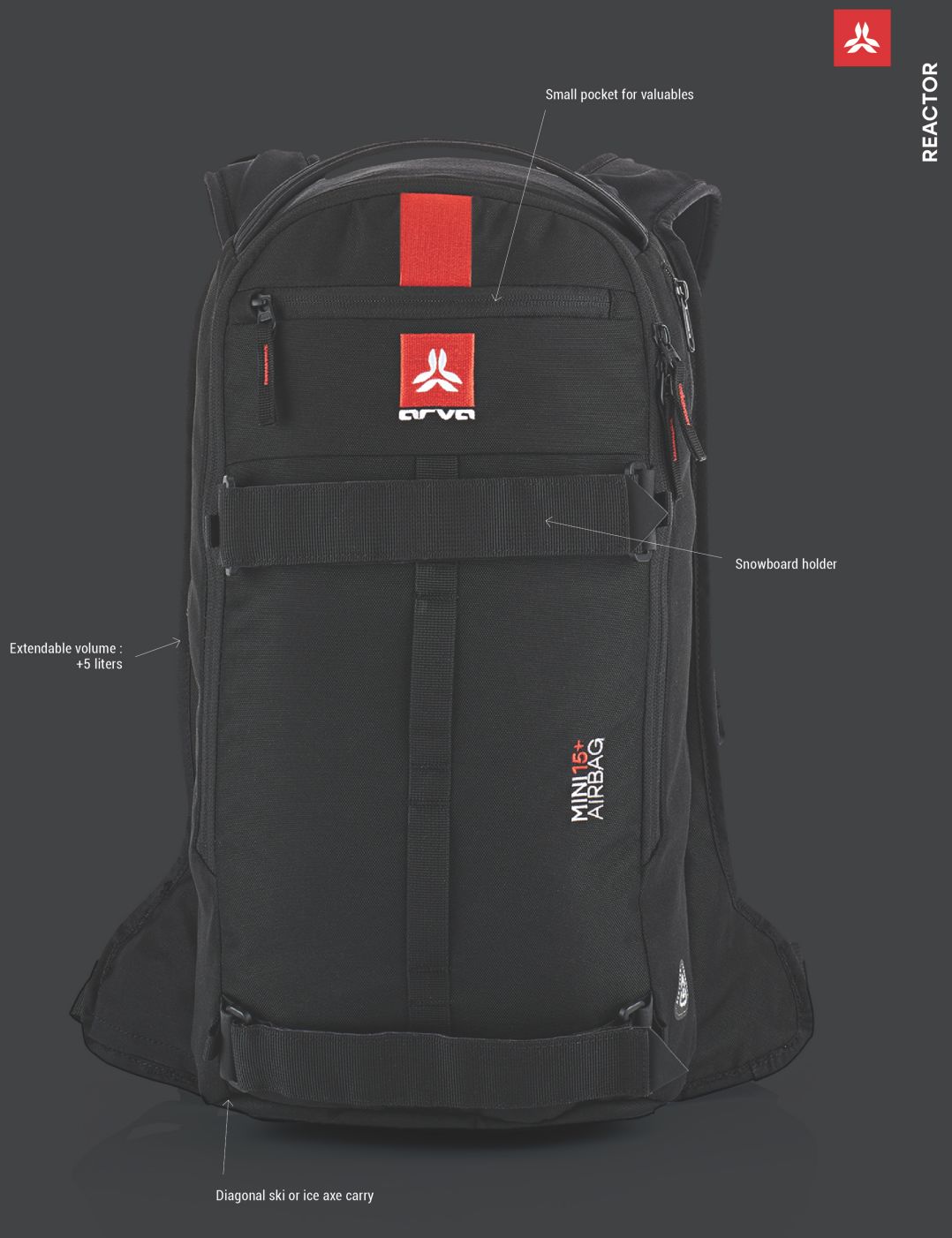 Spécificités du sac à dos airbag sécurité avalanche Mini 15+ Arva
